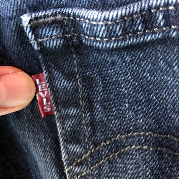 Levis Premium 501 Jeans Womens 28x27 Black Distressed Button Fly Modern BIG E - Picture 6 of 10